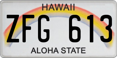 HI license plate ZFG613