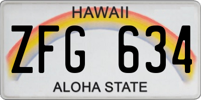 HI license plate ZFG634
