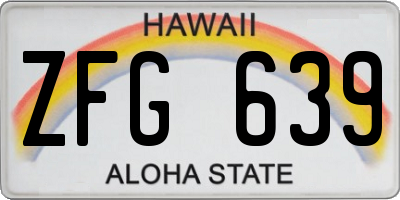 HI license plate ZFG639