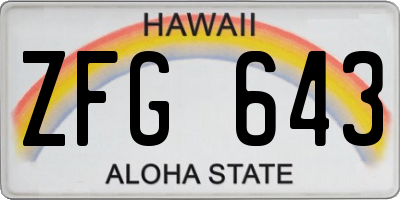 HI license plate ZFG643