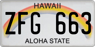 HI license plate ZFG663