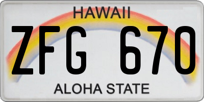 HI license plate ZFG670
