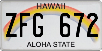 HI license plate ZFG672
