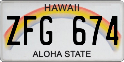 HI license plate ZFG674