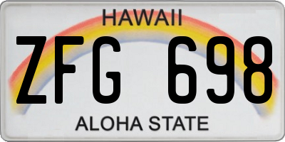 HI license plate ZFG698