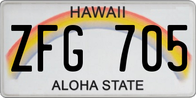 HI license plate ZFG705