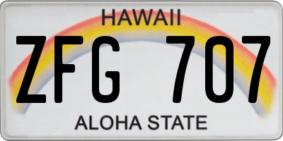 HI license plate ZFG707