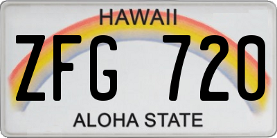 HI license plate ZFG720