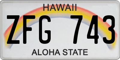 HI license plate ZFG743