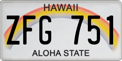 HI license plate ZFG751