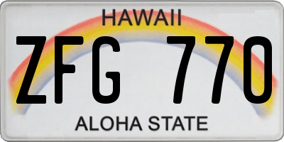 HI license plate ZFG770