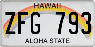 HI license plate ZFG793