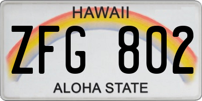 HI license plate ZFG802