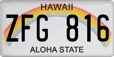 HI license plate ZFG816