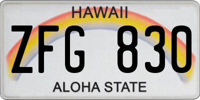 HI license plate ZFG830