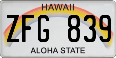 HI license plate ZFG839