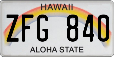 HI license plate ZFG840