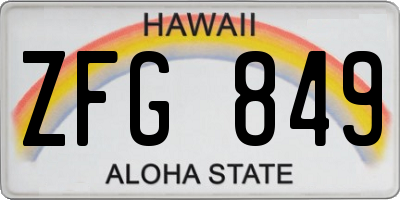 HI license plate ZFG849