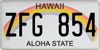 HI license plate ZFG854