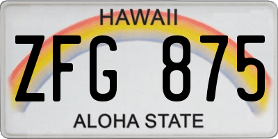 HI license plate ZFG875