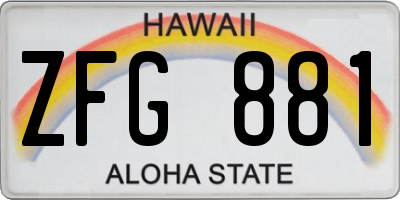 HI license plate ZFG881