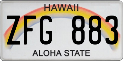 HI license plate ZFG883