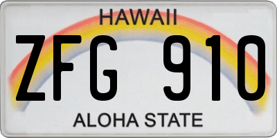 HI license plate ZFG910