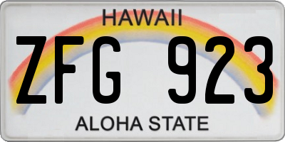 HI license plate ZFG923