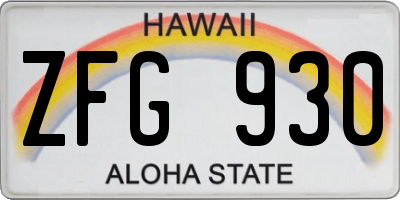 HI license plate ZFG930
