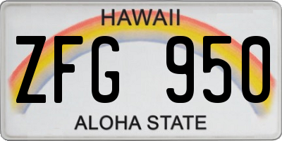 HI license plate ZFG950