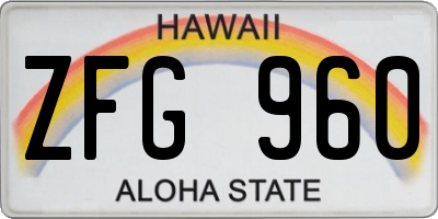 HI license plate ZFG960