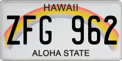 HI license plate ZFG962