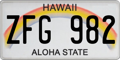 HI license plate ZFG982