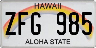HI license plate ZFG985