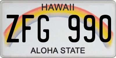 HI license plate ZFG990
