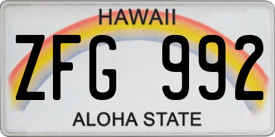 HI license plate ZFG992