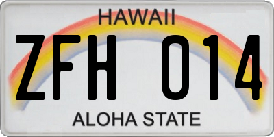 HI license plate ZFH014