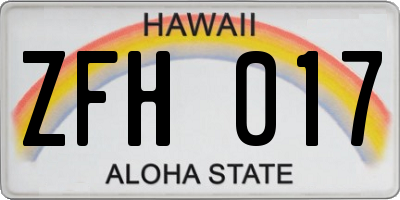HI license plate ZFH017