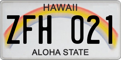 HI license plate ZFH021