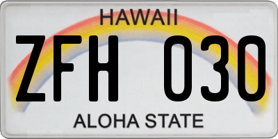 HI license plate ZFH030
