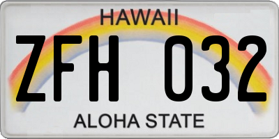 HI license plate ZFH032