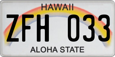 HI license plate ZFH033