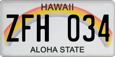 HI license plate ZFH034