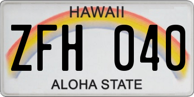 HI license plate ZFH040