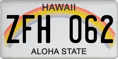 HI license plate ZFH062