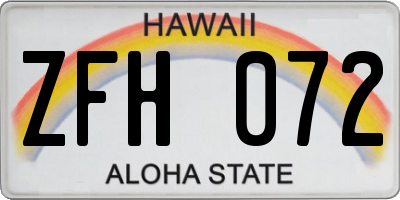 HI license plate ZFH072