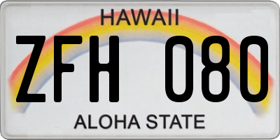 HI license plate ZFH080