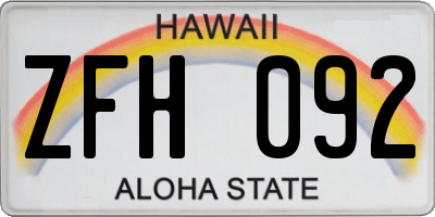 HI license plate ZFH092