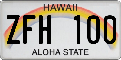 HI license plate ZFH100