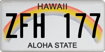 HI license plate ZFH177
